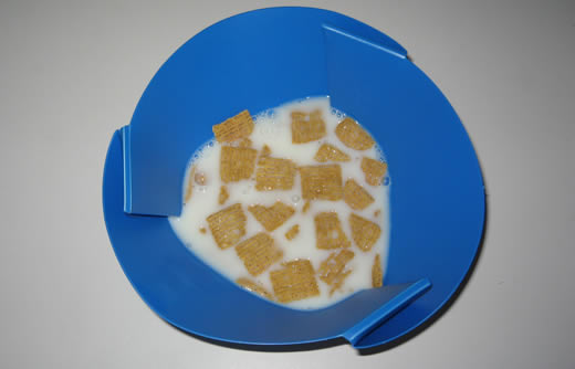 Folded, with a little life-giving Life cereal.  (I'd already eaten First Breakfast.)